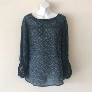 LOFT sheer polka dot flowy blouse top